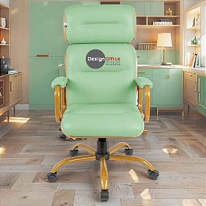 Cadeira Original Eames Presidente Dourada Anti Risco Linha Capa em Madeira Escura - Verde Limão