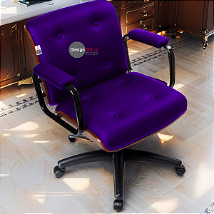 Cadeira Design Office Eames Signature Diretor Black com Rodinhas Anti Risco - Capa em Madeira - Roxo