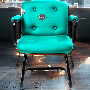 Cadeira Design Office Eames Signature Interlocutor Black - Capa em Madeira -Verde Água