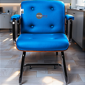 Cadeira Design Office Eames Signature Interlocutor Black - Capa em Madeira - Azul Bebê