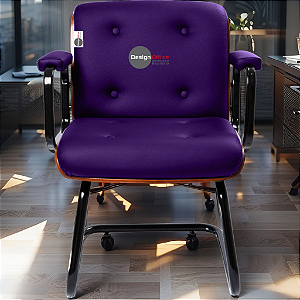 Cadeira Design Office Eames Signature Interlocutor Black - Capa em Madeira - Roxo