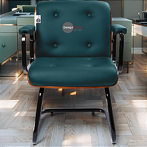 Cadeira Design Office Eames Signature Interlocutor Black - Capa em Madeira - Verde