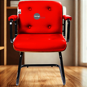 Cadeira Design Office Eames Signature Interlocutor Black - Capa em Madeira - Vermelho
