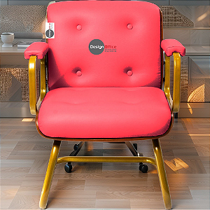 DUPLICADO - Cadeira Design Office Eames Signature Interlocutor Dourada - Capa em Madeira - Amarelo Mostarda