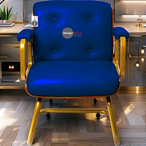 DUPLICADO - Cadeira Design Office Eames Signature Interlocutor Dourada - Capa em Madeira - Roxo
