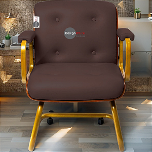 DUPLICADO - Cadeira Design Office Eames Signature Interlocutor Dourada - Capa em Madeira - Verde