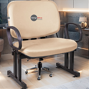 Cadeira que suporta até 300kg para Obesos Super Reforçada – Ideal para atendimento ao público em Clínicas, Hospitais, Igrejas e Instituições Financeiras - Bege