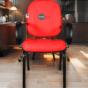 Cadeira Super Reforçada que Suporta até 200kg para Obesos e Porteiros, ideal para Escritório, Escolas e Portaria de Prédios e Condomínios - Vermelho
