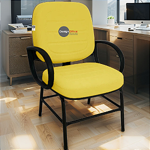 Cadeira para Obesos que Suporta até 200kg Super Reforçada, ideal para Porteiros, Portaria de Condomínios, Escolas, Faculdades e Escritórios - Amarelo