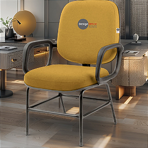 Cadeira para Obesos que Suporta até 200kg Super Reforçada, ideal para Porteiros, Portaria de Condomínios, Escolas, Faculdades e Escritórios - Amarelo Mostarda