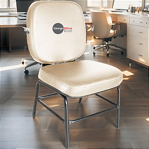 Cadeira para Obesos que Suporta até 200kg Super Reforçada, ideal para Porteiros, Portaria de Condomínios, Escolas, Faculdades e Escritórios - Bege