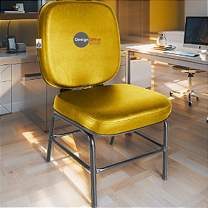 Cadeira para Obesos que Suporta até 200kg Super Reforçada, ideal para Porteiros, Portaria de Condomínios, Escolas, Faculdades e Escritórios - Amarelo Mostarda