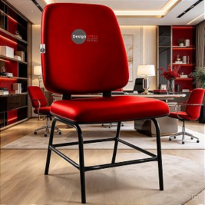 Cadeira que Suporta até 200kg para Obesos Super Reforçada, ideal para Porteiros, Portaria de Condomínios, Escolas, Faculdades e Escritórios - Vermelho