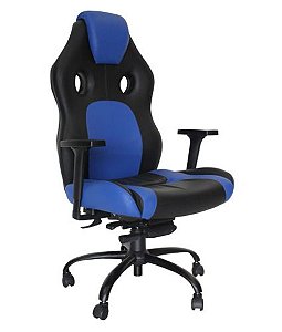 Poltrona Gamer Giratória com braço Linha Gamer Racing Azul