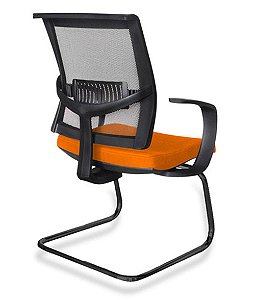 Cadeira Diretor com encosto Tela Mesh Linha Net Design Laranja