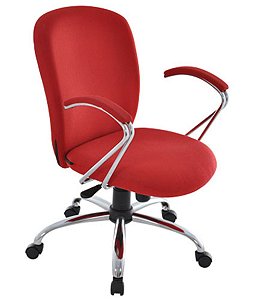 Cadeira Diretor com Braços e Base Cromados Linha Lombar Vermelho
