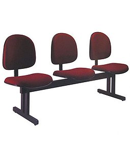 Cadeira Executiva em longarina com 3 lugares Linha Office Vermelho