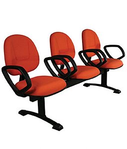 Cadeira Executiva longarina com 3 lugares Linha Office Plus Vermelho