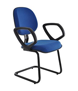 Cadeira Executiva Base Fixa em S com Braços Linha Robust Azul