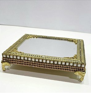 Bandeja  Espelhada Dourada Quadrada
