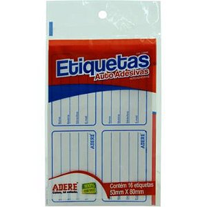 ETIQUETA ESCOLAR AUTO ADESIVA C/16UN ADERE