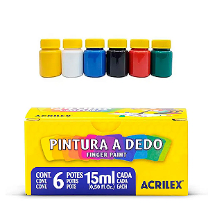 PINTURA A DEDO 15ML C/6 CORES ACRILEX