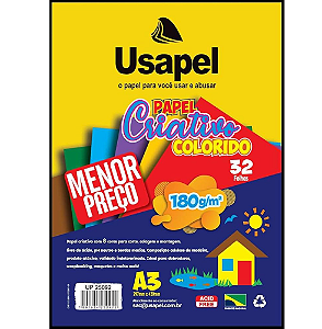 PAPEL CRIATIVO A3 8 CORES 180GR 32FLS USAPEL