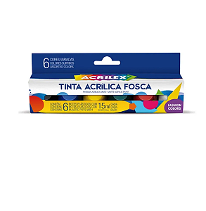 TINTA ACRILICA FOSCA C/6 CORES ACRILEX
