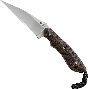 CRKT Biwa Knife - 2382 - Alan Folts - Neck Knife - Satin Drop Point Fixed  Blade - Brown and Black G10