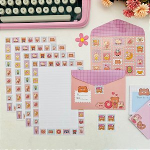 KIT PAPEL DE CARTA COM ENVELOPE URSINHOS KAWAII - BUENDIA