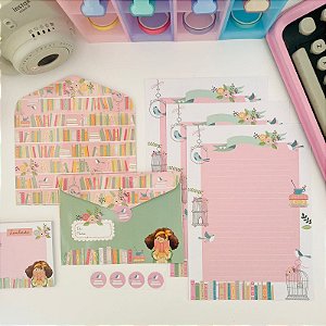 KIT PAPEL DE CARTA COM ENVELOPE AMOR POR LIVROS - BUENDIA