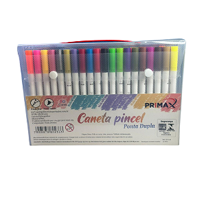 CANETA PINCEL PONTA DUPLA 100 CORES PRIMAX