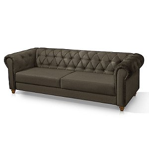 Sofá 1,80m Chesterfield Capitonê Living Sued Viena Marrom