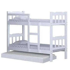 Beliche de Madeira Maciça Reforçada Com Auxiliar Perola Branco