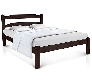 Cama de Casal Bonafé de Madeira Maciça Reforçada Tabaco