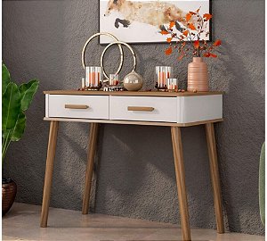 Aparador Maitê 100% MDF Com 2 Gavetas Off White/Freijó