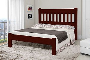 Cama de Casal Mônaco de Madeira Maciça Reforçada Tauari - Mogno