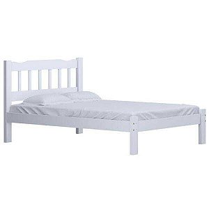 Cama de Casal Perola de Madeira Maciça Reforçada Branco