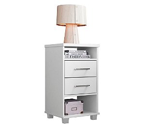 Mesa de Cabeceira Branca Com 2 gavetas Valente