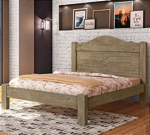 Cama de Casal em MDF Estrado Reforçado Lia  Castanho Wood