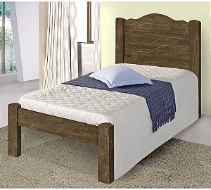 Cama de Solteiro em MDF Estrado Reforçado Lia Castanho Wood