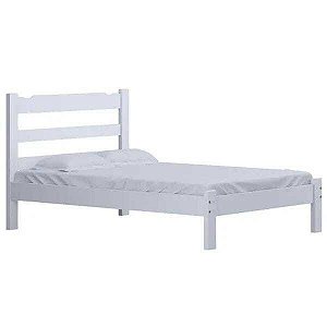Cama Queen Size Esmeralda de Madeira Maciça Reforçada Branco