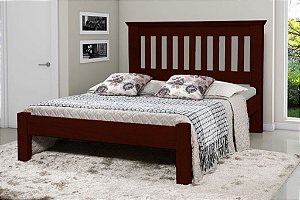 Cama Queen Size Madri de Madeira Maciça Reforçada Tauari - Mogno