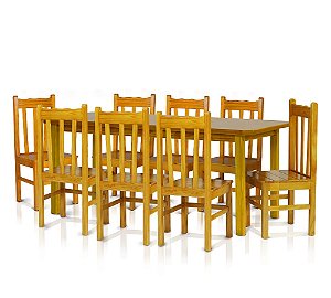Mesa Com 8 Cadeiras de Madeira Maciça 220x88 Bonacor A Cerejeira