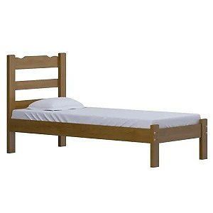 Cama de Solteiro Esmeralda de Madeira Maciça Reforçada Imbuia