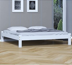 Cama King Size Turca de Madeira Maciça Reforçada Branco