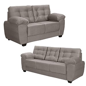 Sofá 2 E 3 Lugares Suede Veludo Animale Elegance Bege