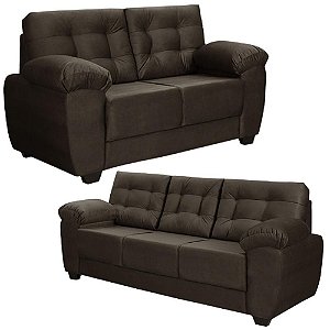 Sofá 2 E 3 Lugares Suede Veludo Animale Elegance Marrom