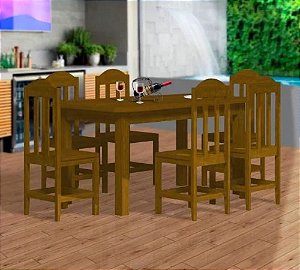 Conjunto Mesa de Jantar 3D Moveis Roma Florida com 06 Cadeiras 1.80 x 0.90  Retangular - R$ 6.151,68 - Madeira Fina