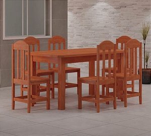 Conjunto Mesa de Jantar 3D Moveis Roma Florida com 06 Cadeiras 1.80 x 0.90  Retangular - R$ 6.151,68 - Madeira Fina